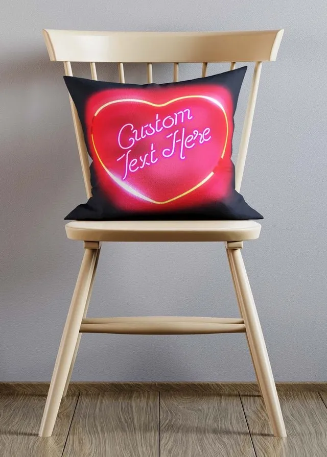 Custom Loveheart Text Neon Cushion