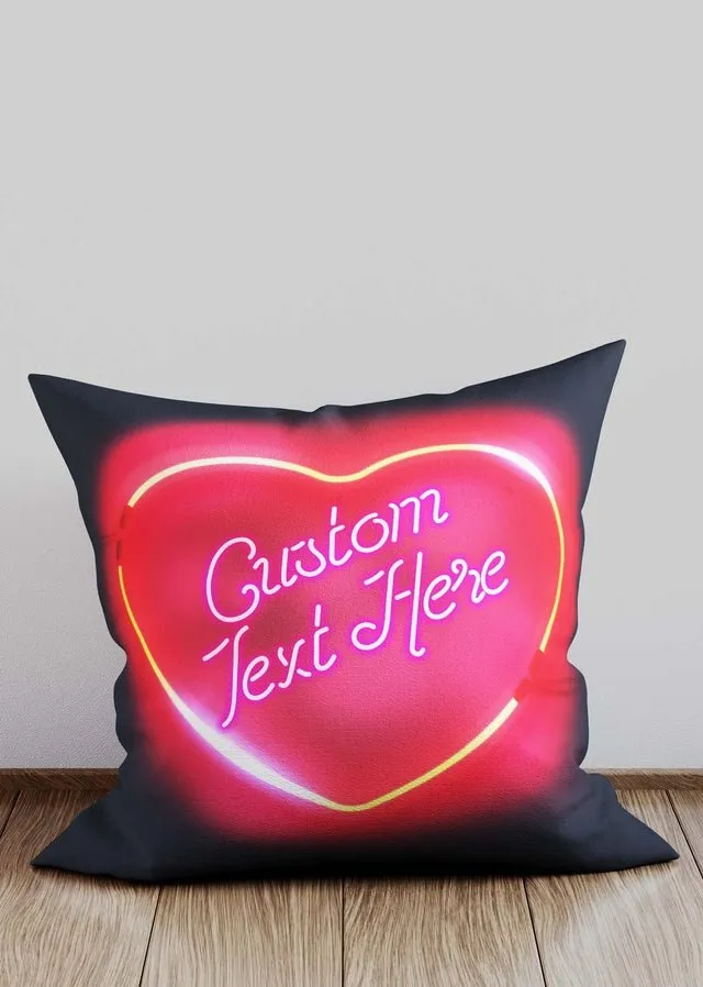 Custom Loveheart Text Neon Cushion