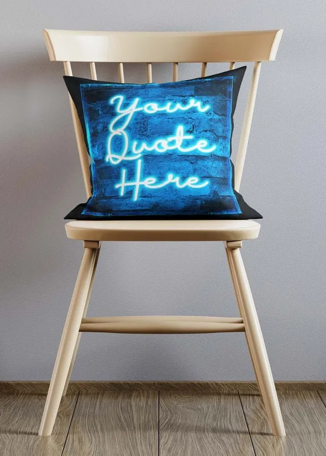 Custom Scribble Neon Blue Cushion