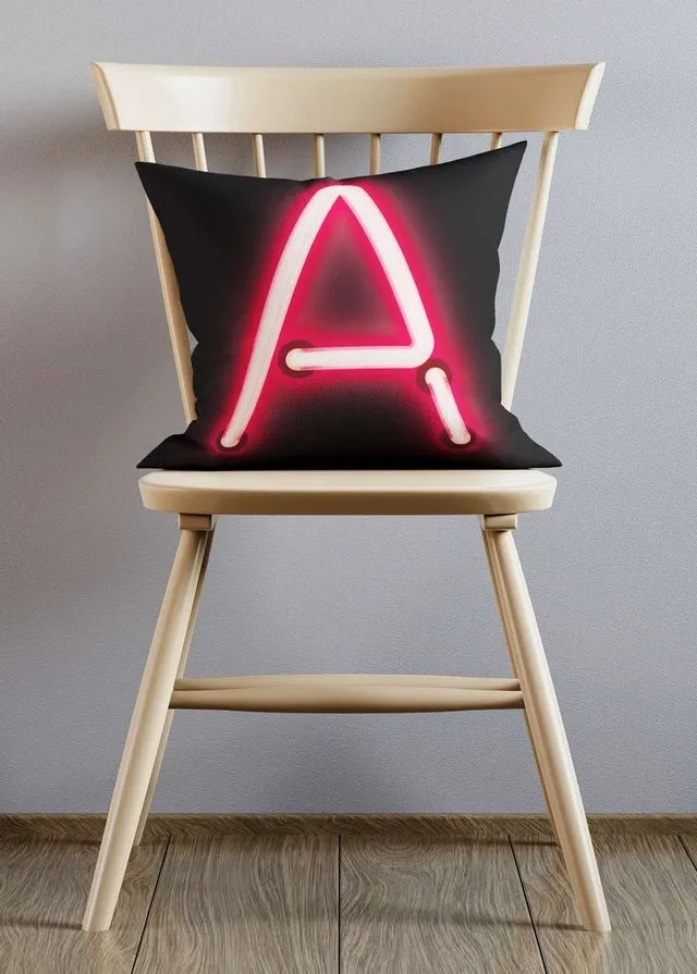 Custom Single Large Neon Letter Black Cushion