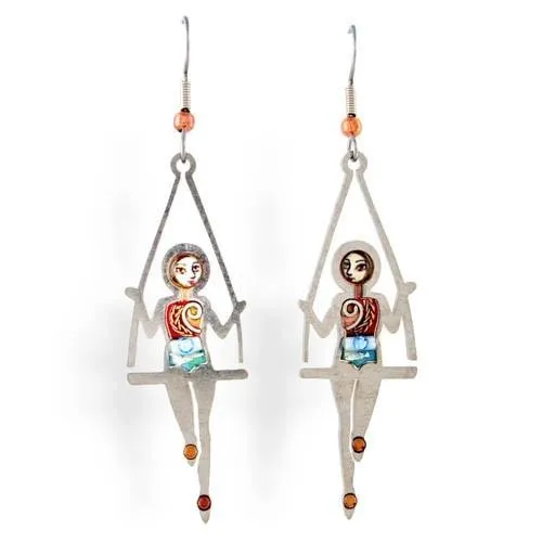 Earrings - Artistic Colorful Gymnasts Swinging