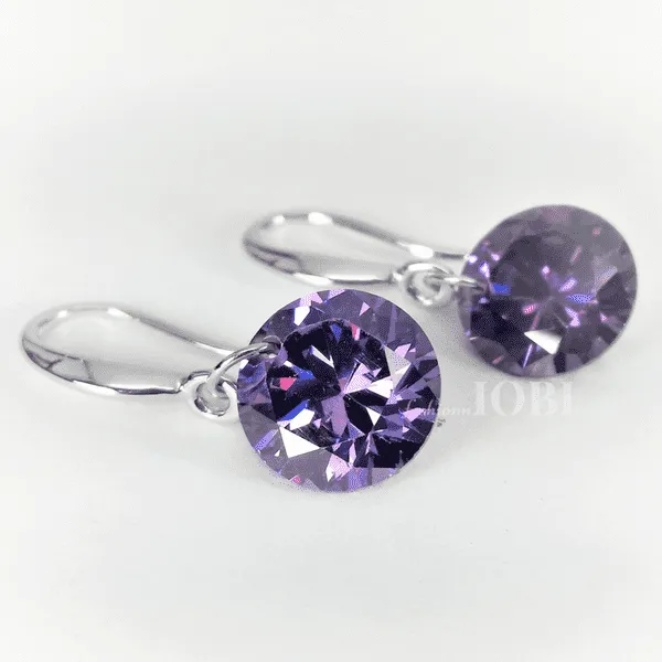 Exotic Amethyst Naked IOBI Crystals Silver Drill Earrings - 10mm for Woman