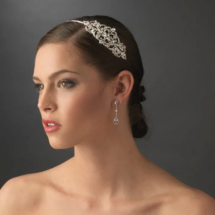 Exquisite Vintage Bridal Headband with Crystal Side Accent