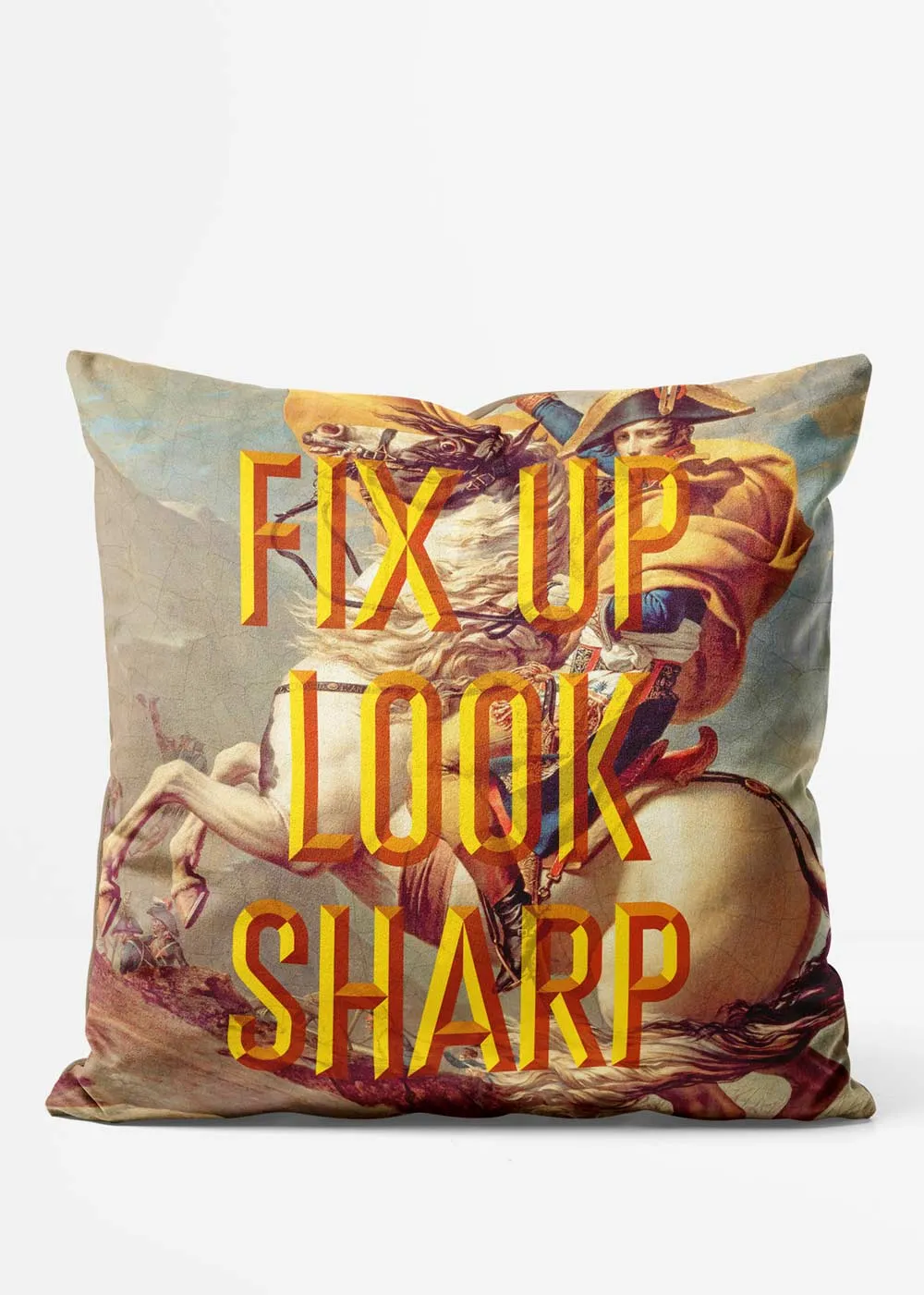 Fix Up Look Sharp Typography Altered Art Cushion