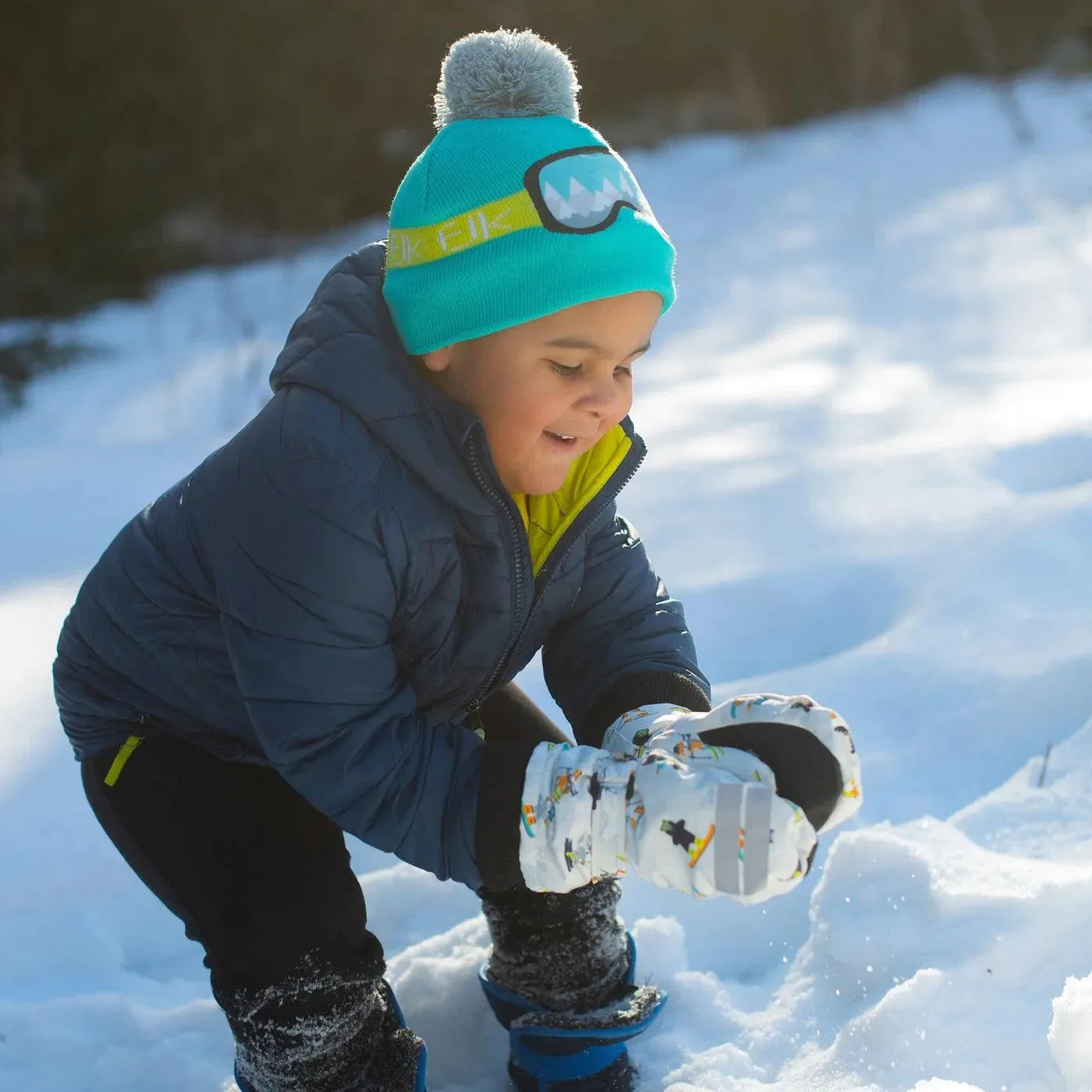 Flapjack Kids Knitted Toque Ski Goggles Turquoise Med/Lrg (2-6 yrs)