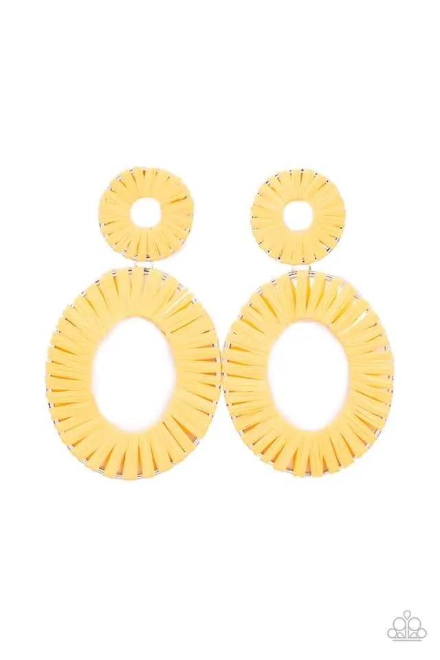 Foxy Flamenco Yellow Earrings - Paparazzi Accessories