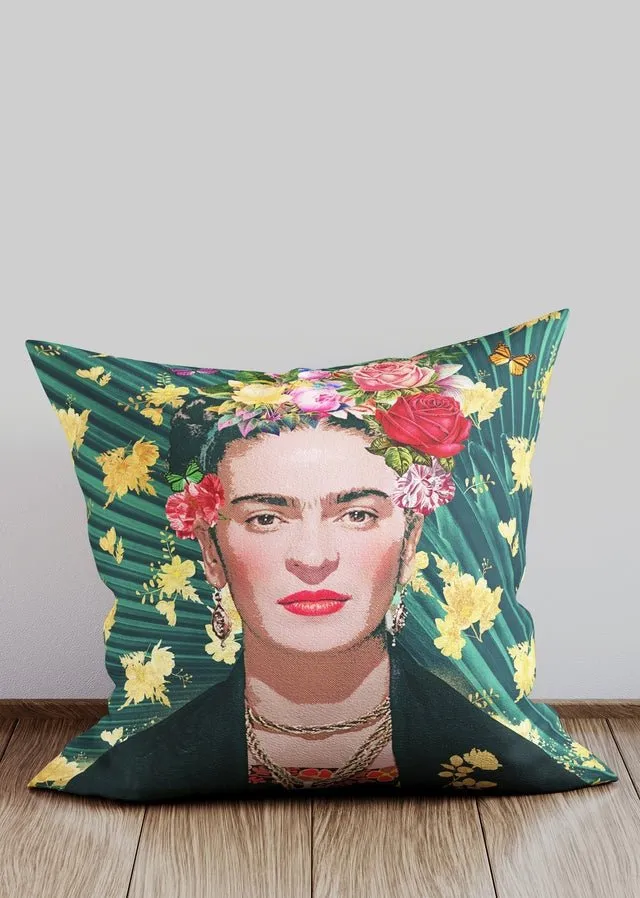 Frida Kahlo Green Cushion