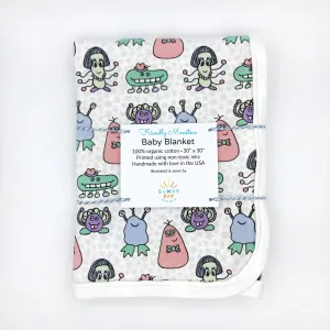 Friendly Monsters Baby Receiving Blanket - Organic Cotton | *25% Off!*