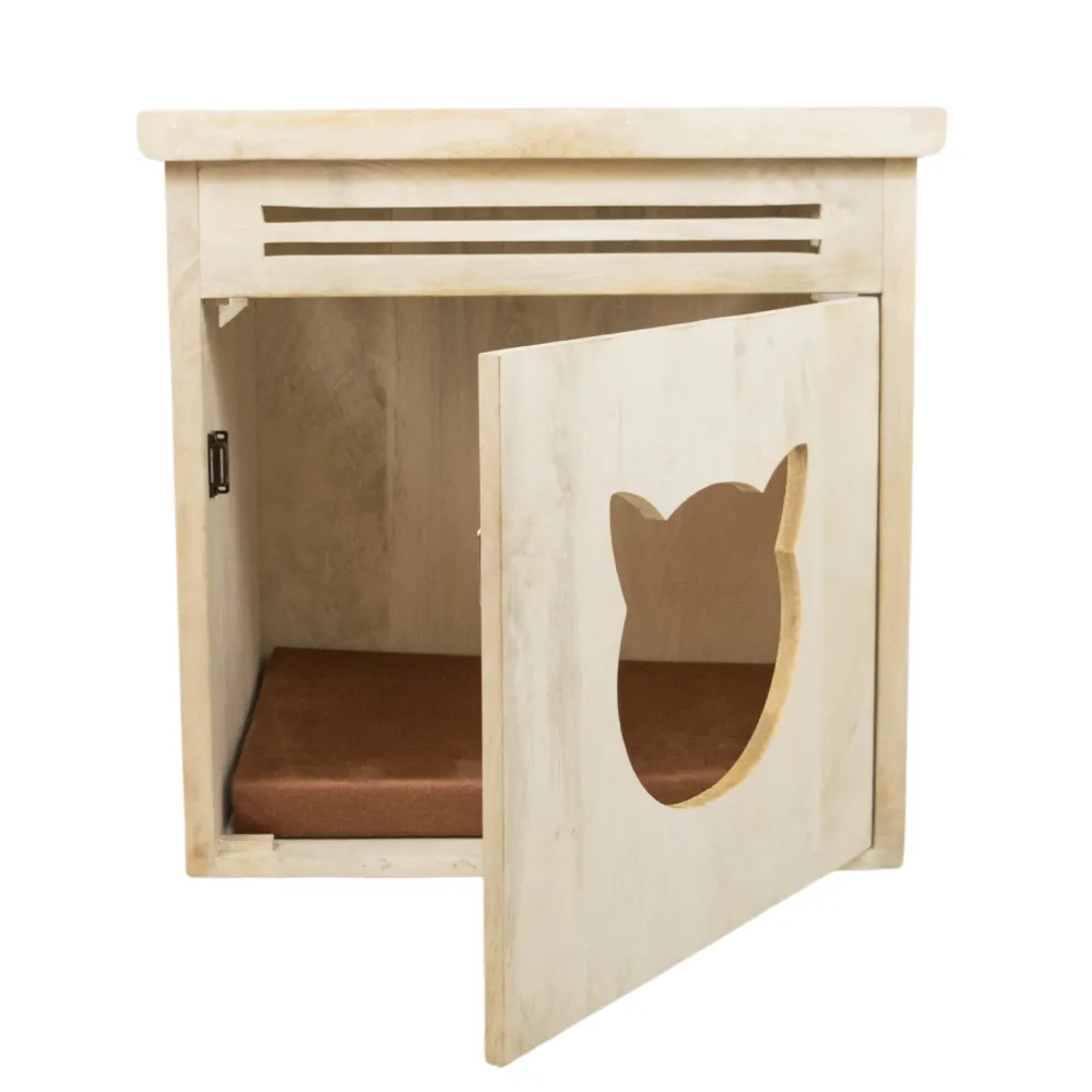 FurryLiving Meraki Cabinet with Cushion for Small Dogs and Cats (Oak)