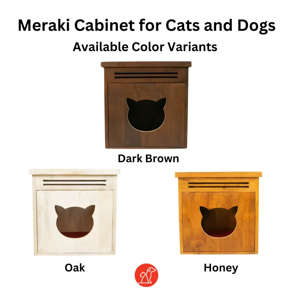 FurryLiving Meraki Cabinet with Cushion for Small Dogs and Cats (Oak)