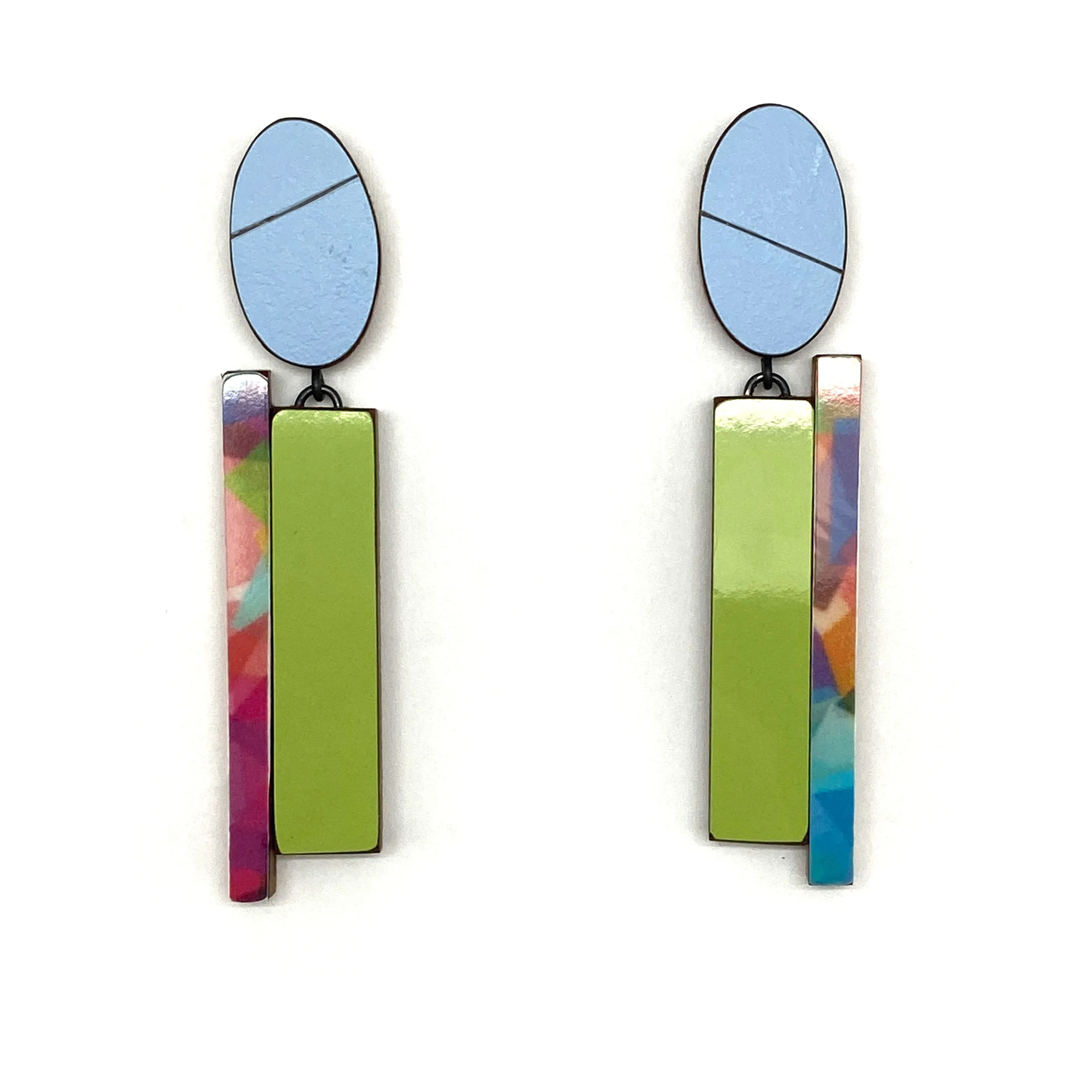 Geometric Earrings - Blue, Green, Multicolor