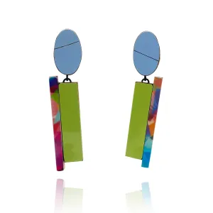 Geometric Earrings - Blue, Green, Multicolor