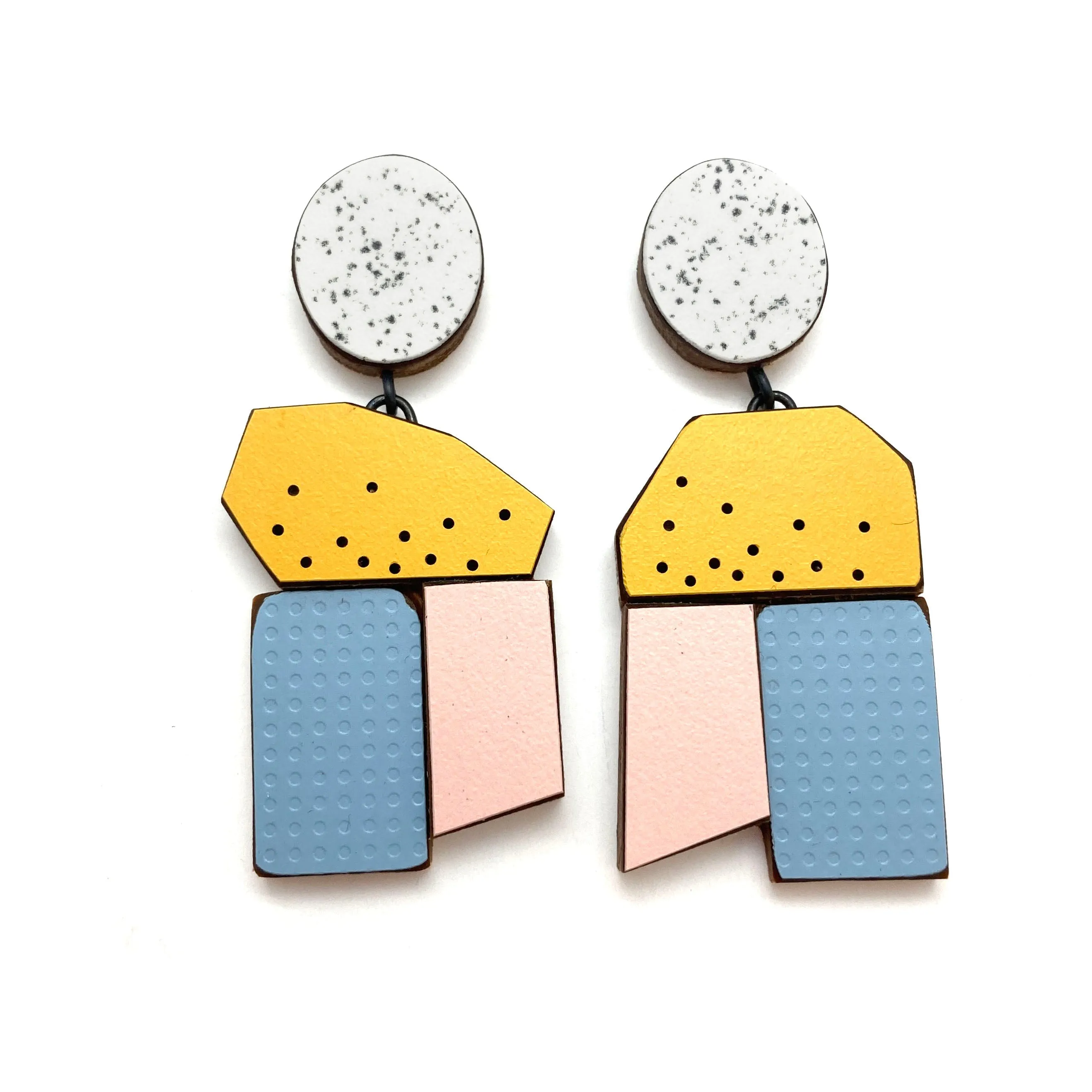 Geometric Earrings - Marbled and Multicolored