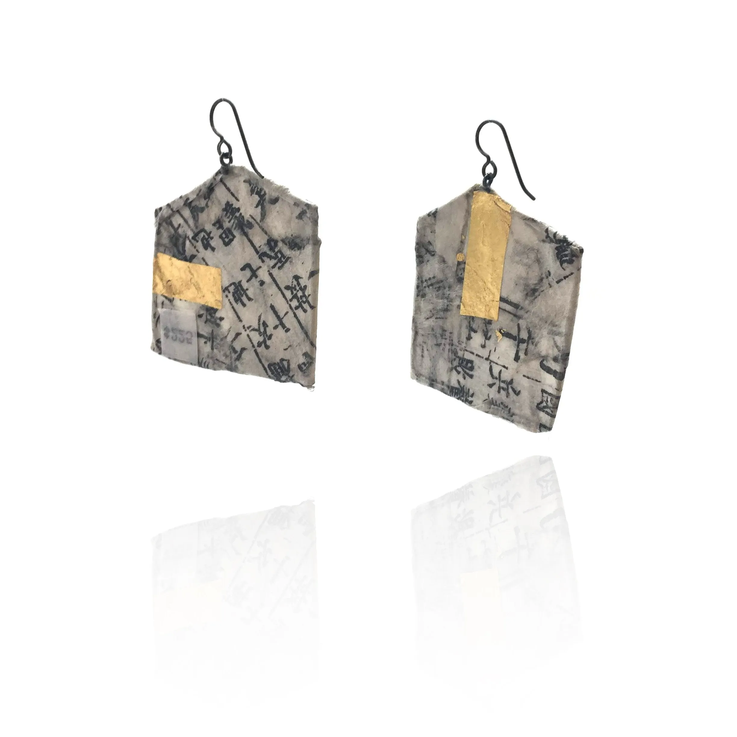 Geometric Hanji Paper & Gold Earrings