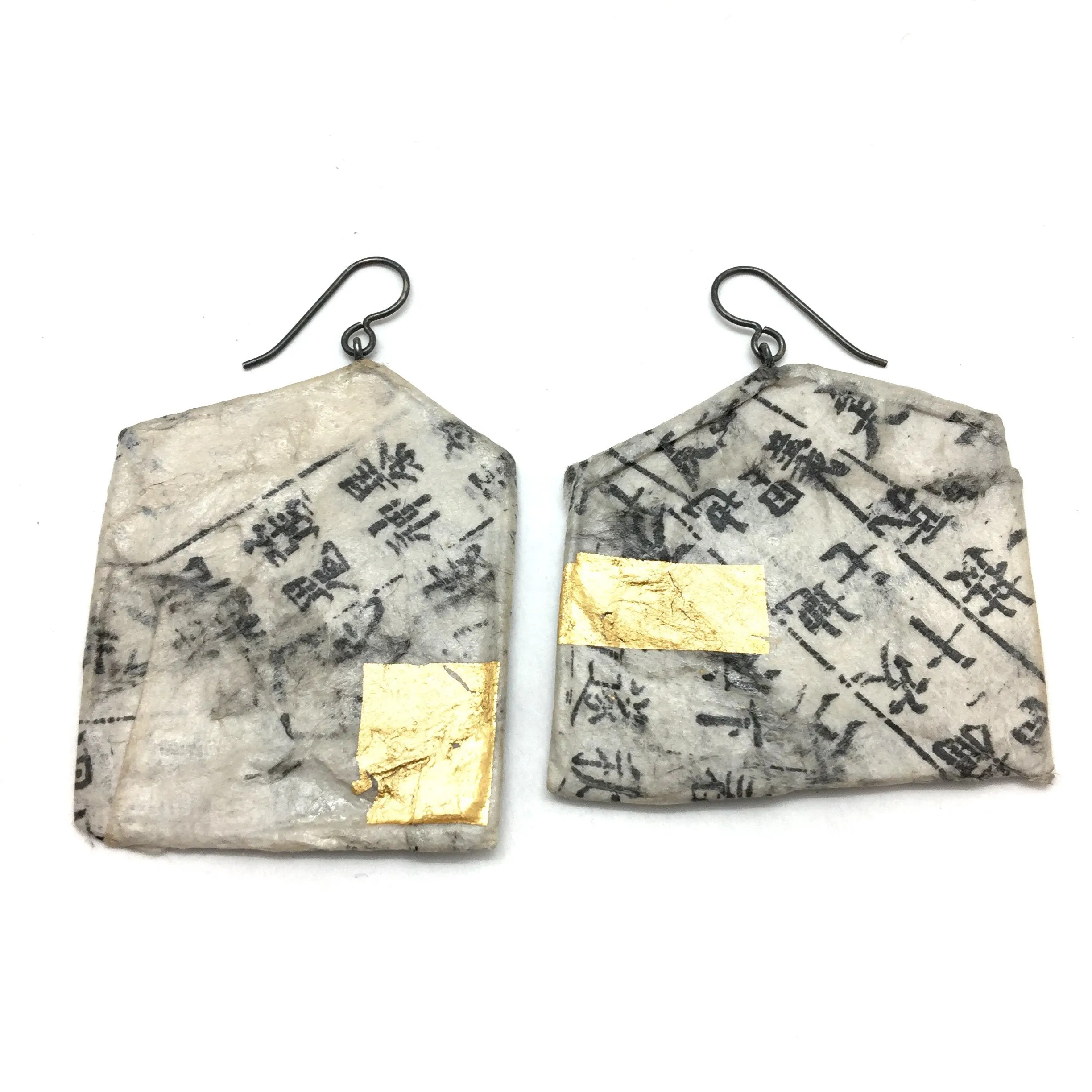 Geometric Hanji Paper & Gold Earrings