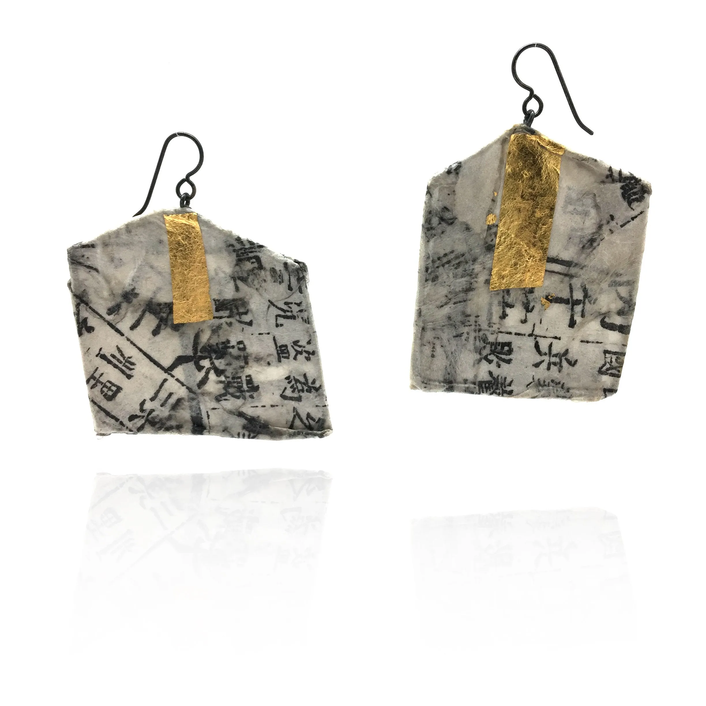 Geometric Hanji Paper & Gold Earrings