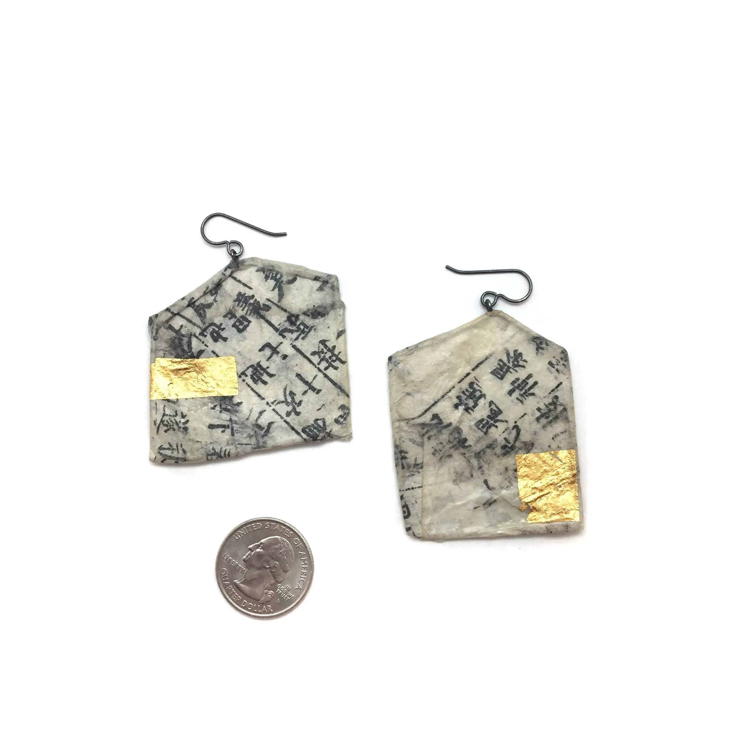 Geometric Hanji Paper & Gold Earrings