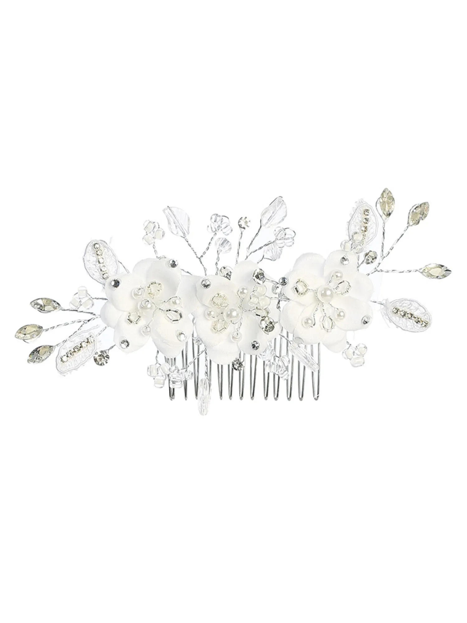 Girls Rhinestone Pearls Special Occasion Communion Gorgeous Flower Comb