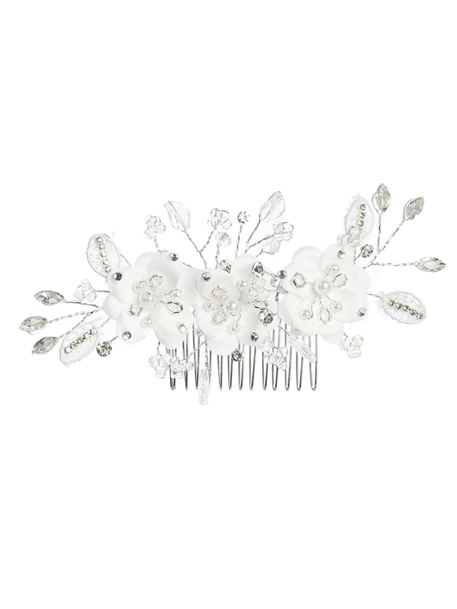 Girls Rhinestone Pearls Special Occasion Communion Gorgeous Flower Comb