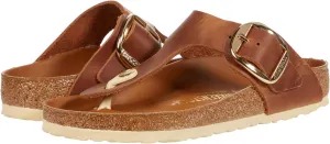 Gizeh Big Buckle Slippers - Oiled Leather Birkenstock, Cognac Leather