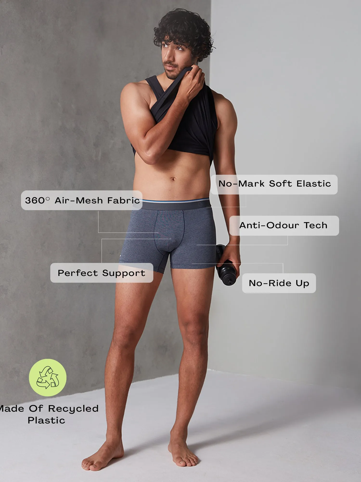 Gloot Anti-Odour, Anti-wicking & Anti Microbial Men's Active Trunk Navy