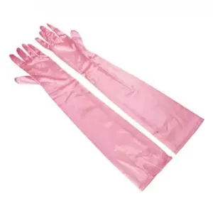 Great Gatsby 1920's Bridal Flapper Long Satin Gloves - Baby Pink