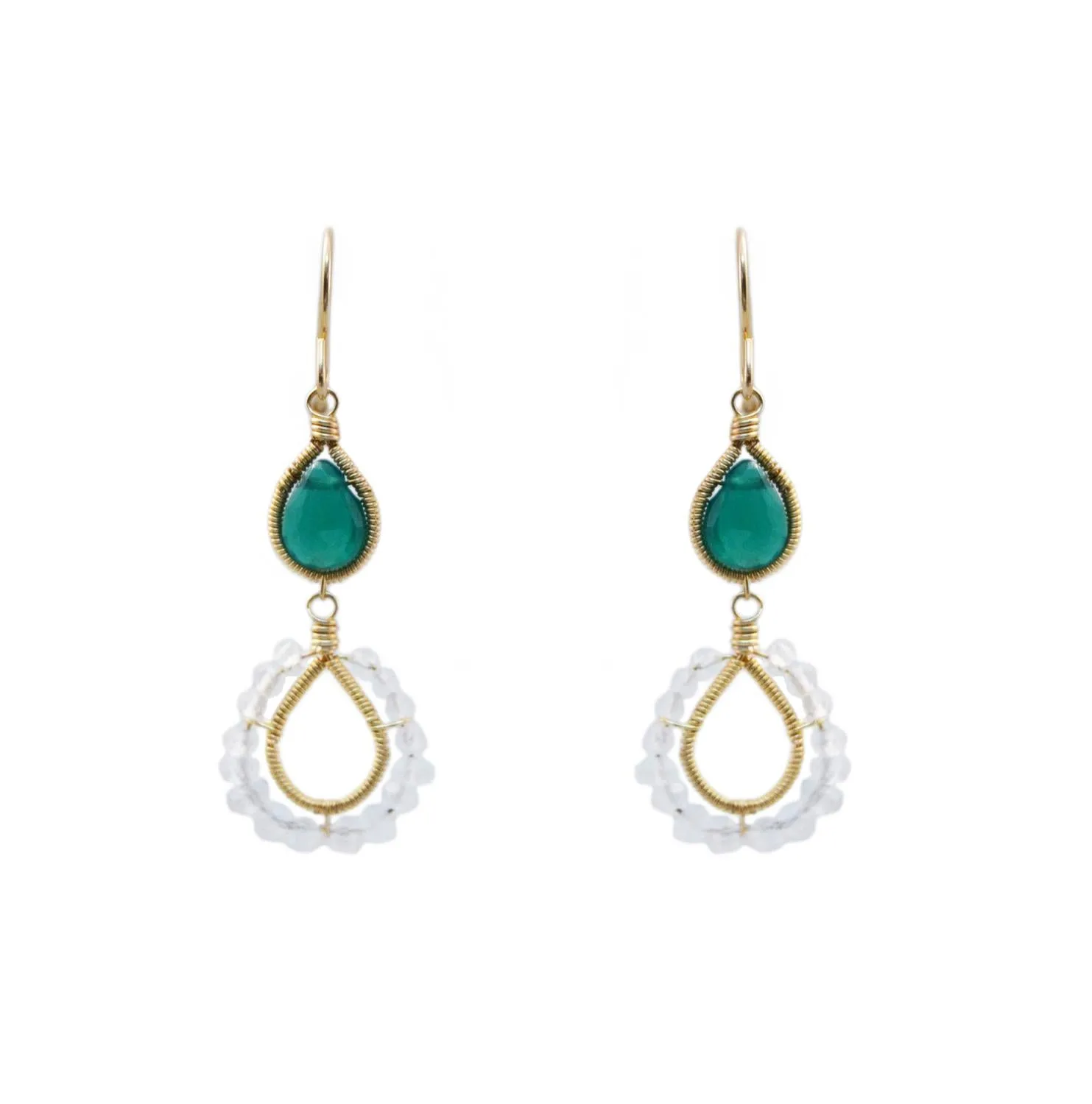 Green Onyx & Moonstone E629 Earrings