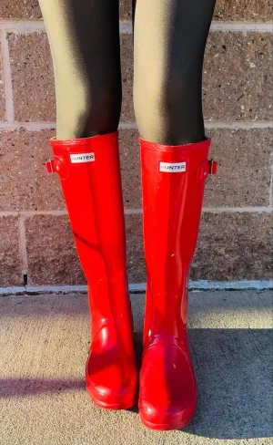 Hunter Military Red Glossy Rain Boots - Size 8