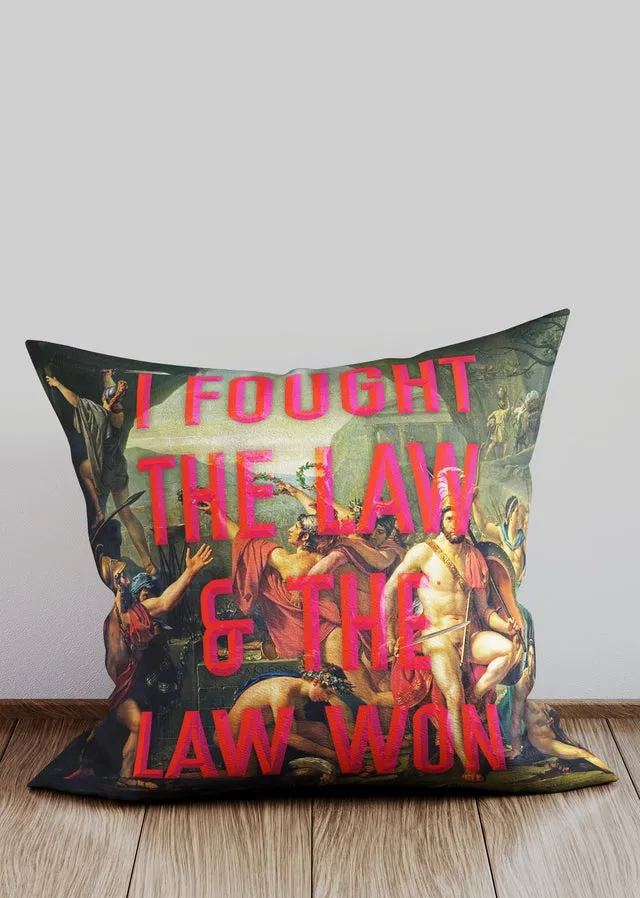 I Fought The Law Altered Art Clash Cushion