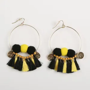 Iowa Hawkeyes Multi Tassel Pom Pom Earrings