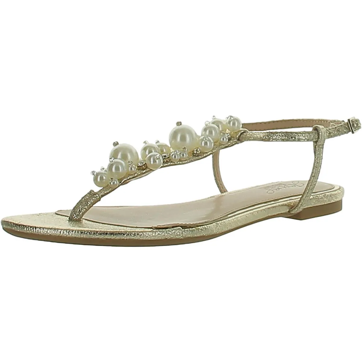 Jewel Badgley Mischka Womens Adjustable Embellished T-Strap Sandals