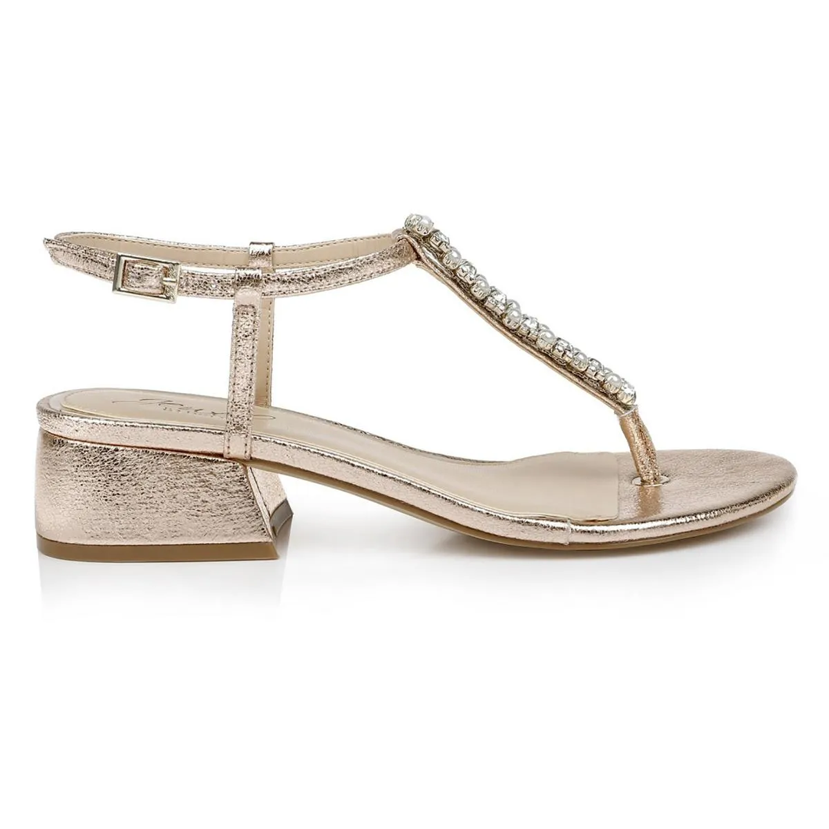 Jewel Badgley Mischka Womens Dasha Metallic Jeweled Thong Sandals