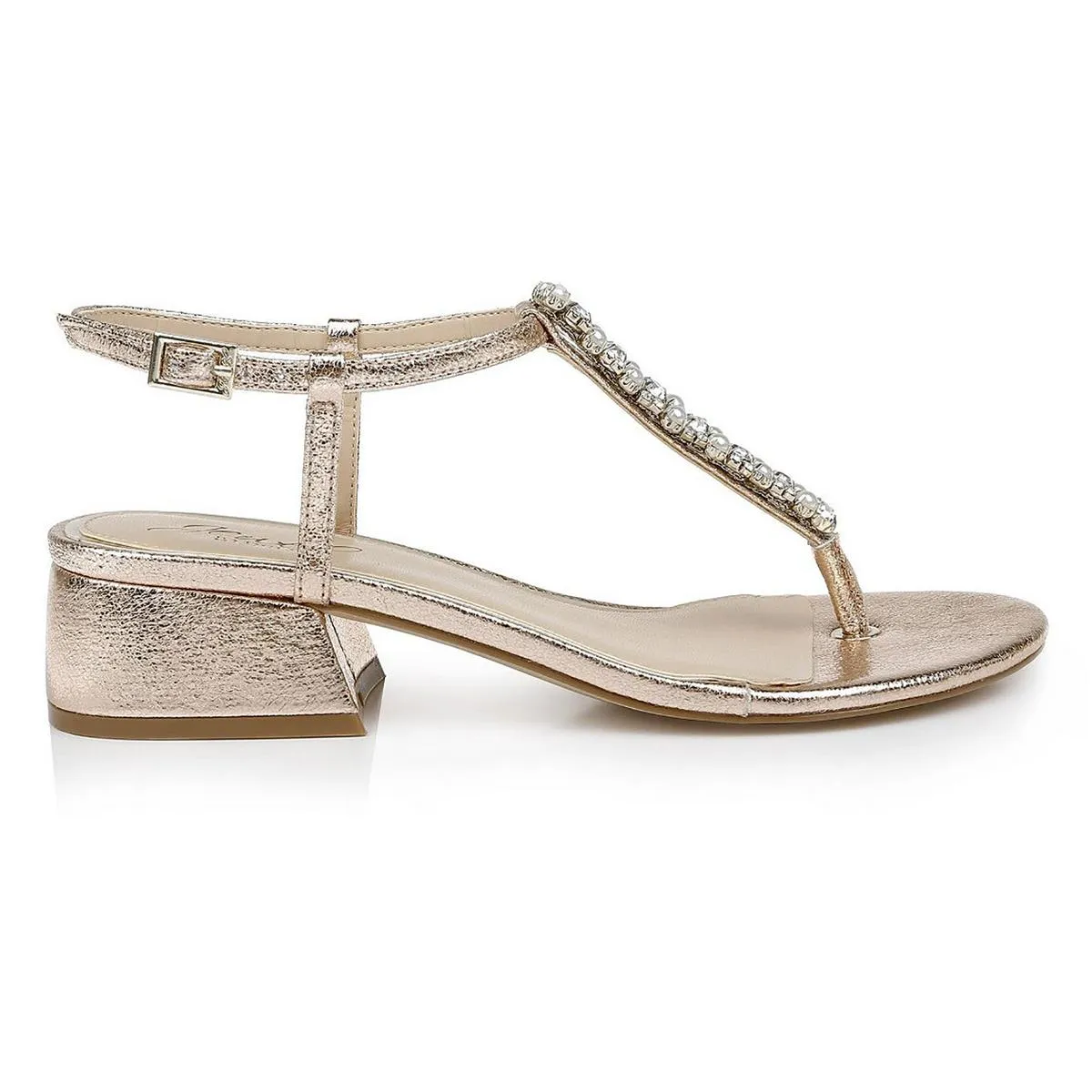 Jewel Badgley Mischka Womens Dasha Metallic Jeweled Thong Sandals