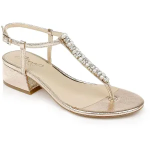 Jewel Badgley Mischka Womens Dasha Metallic Jeweled Thong Sandals