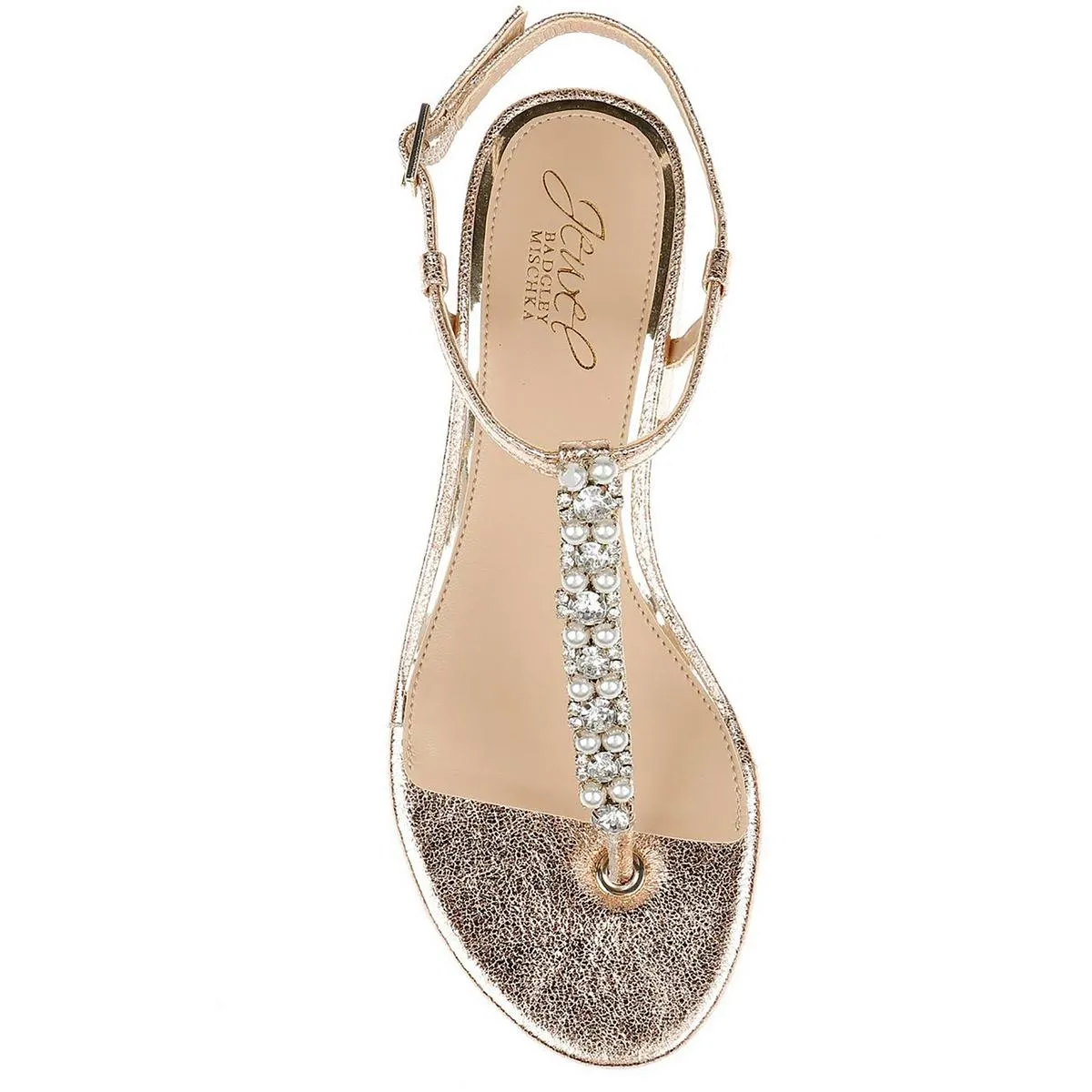 Jewel Badgley Mischka Womens Dasha Metallic Jeweled Thong Sandals