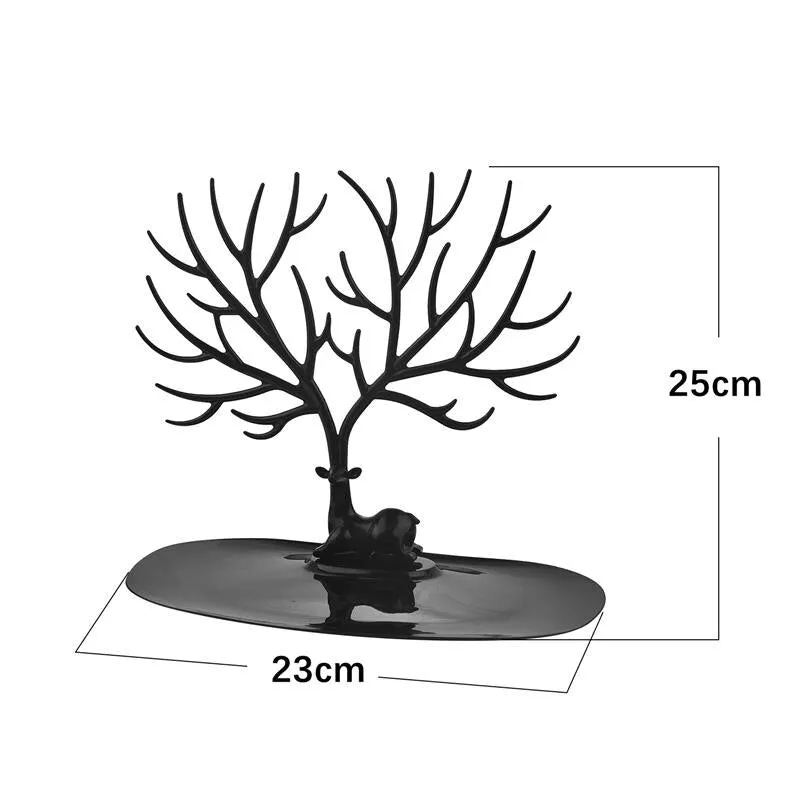 Jewelry Display Stand Tray Tree Storage Racks Black White Red Deer Earrings Necklace Ring Jewelry Organizer Holder Make Up Decor