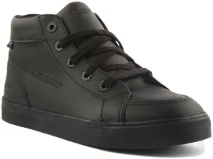 Kickers Tovni High Top School Shoes In Black For Kids