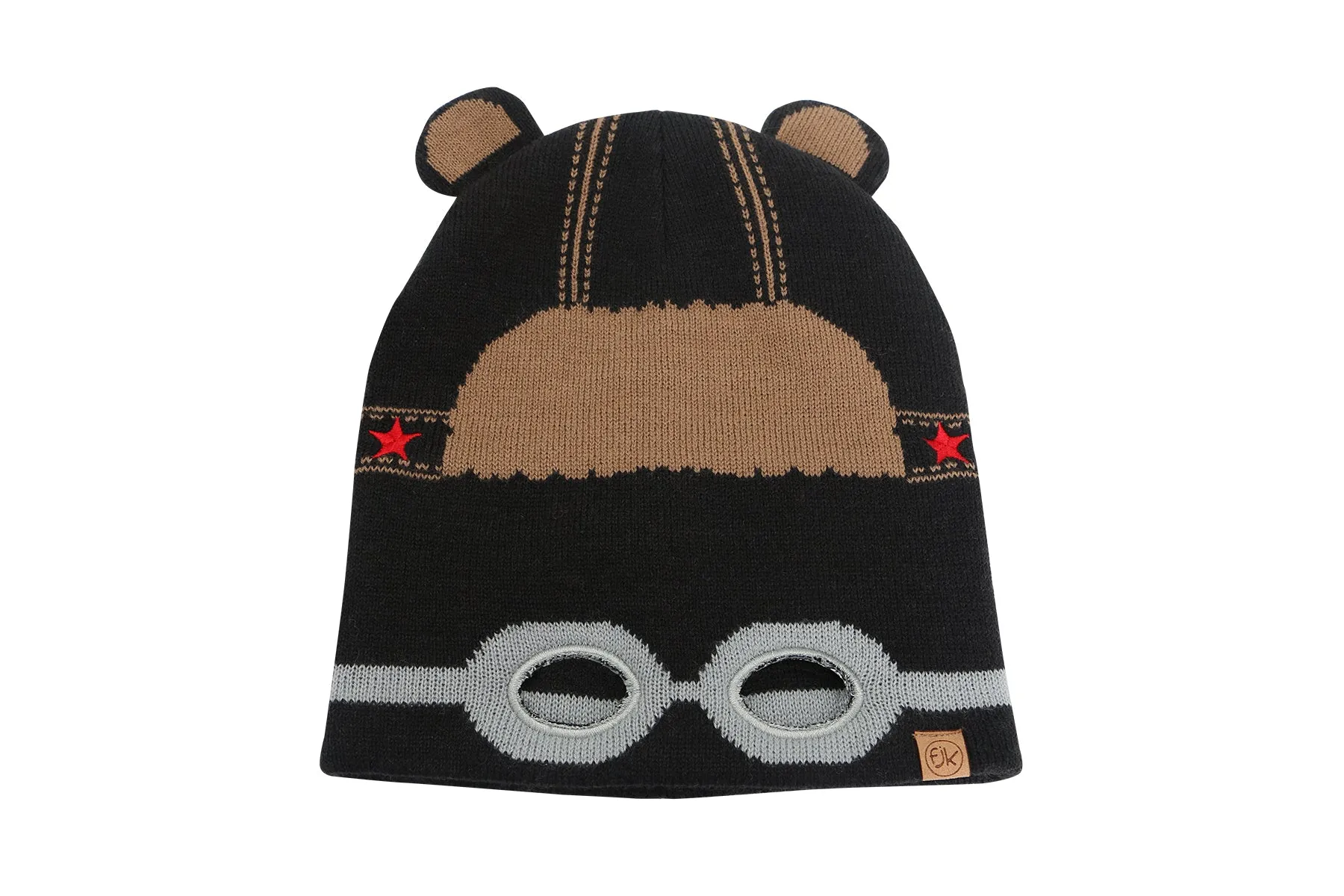 Kids Knitted Beanie - Black Bear