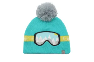 Kids Knitted Beanie - Ski Goggles - Turquoise