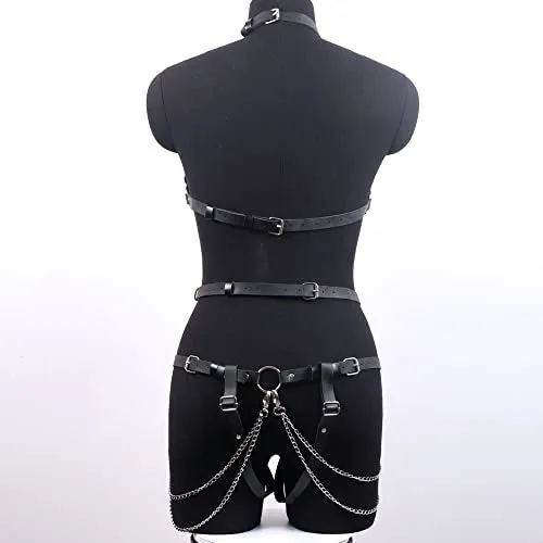 Leather Chest Body Chain Sexy Harness Waist Chains Nightclub Party Rave Belt