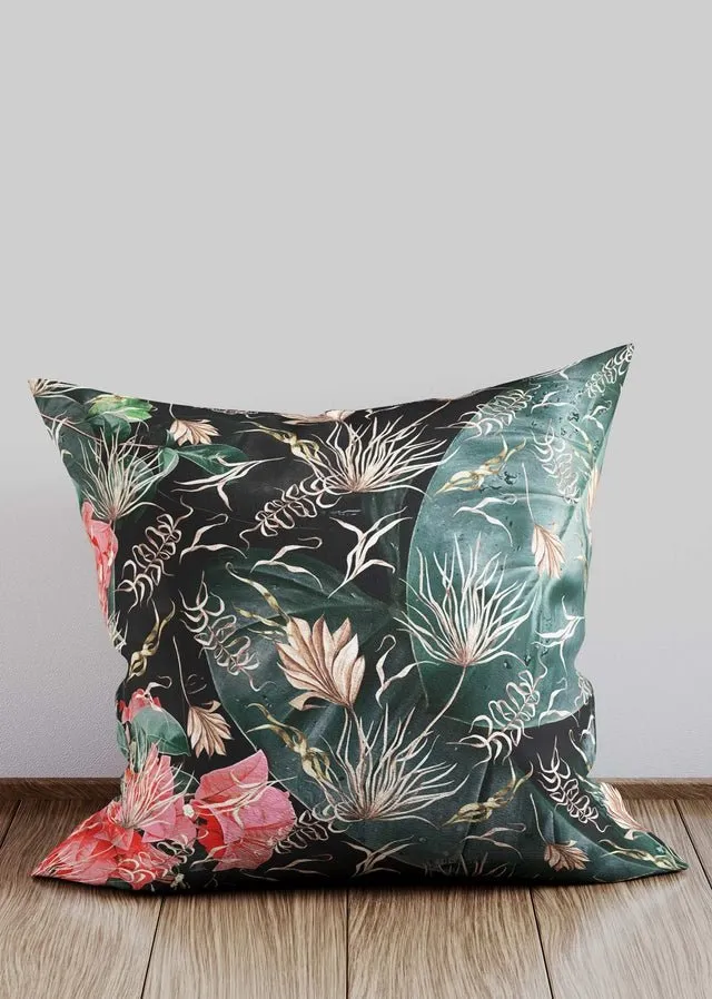 Leaves & Flowers Maximalism Print Cushion 1