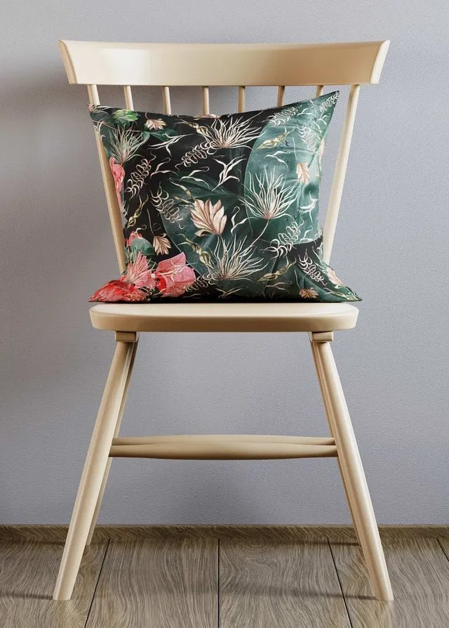 Leaves & Flowers Maximalism Print Cushion 1