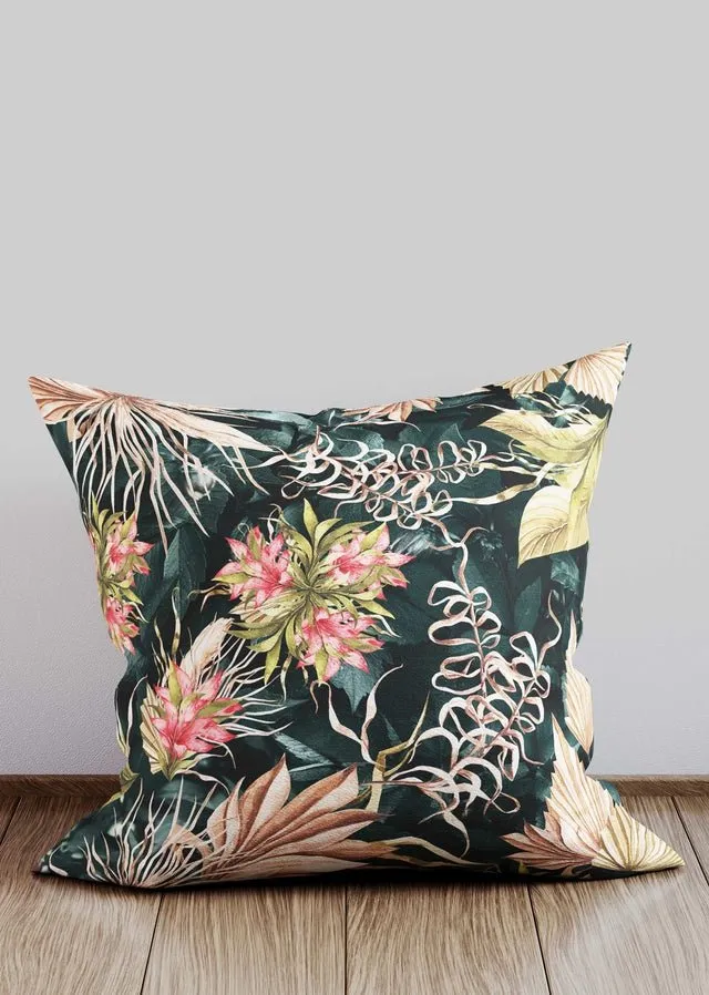 Leaves & Flowers Maximalism Print Cushion 2