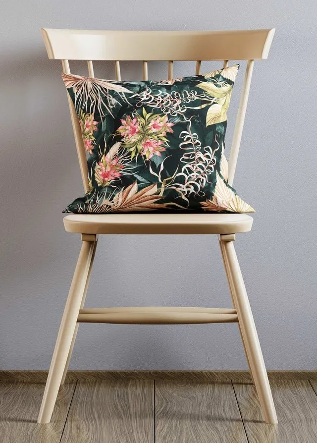 Leaves & Flowers Maximalism Print Cushion 2