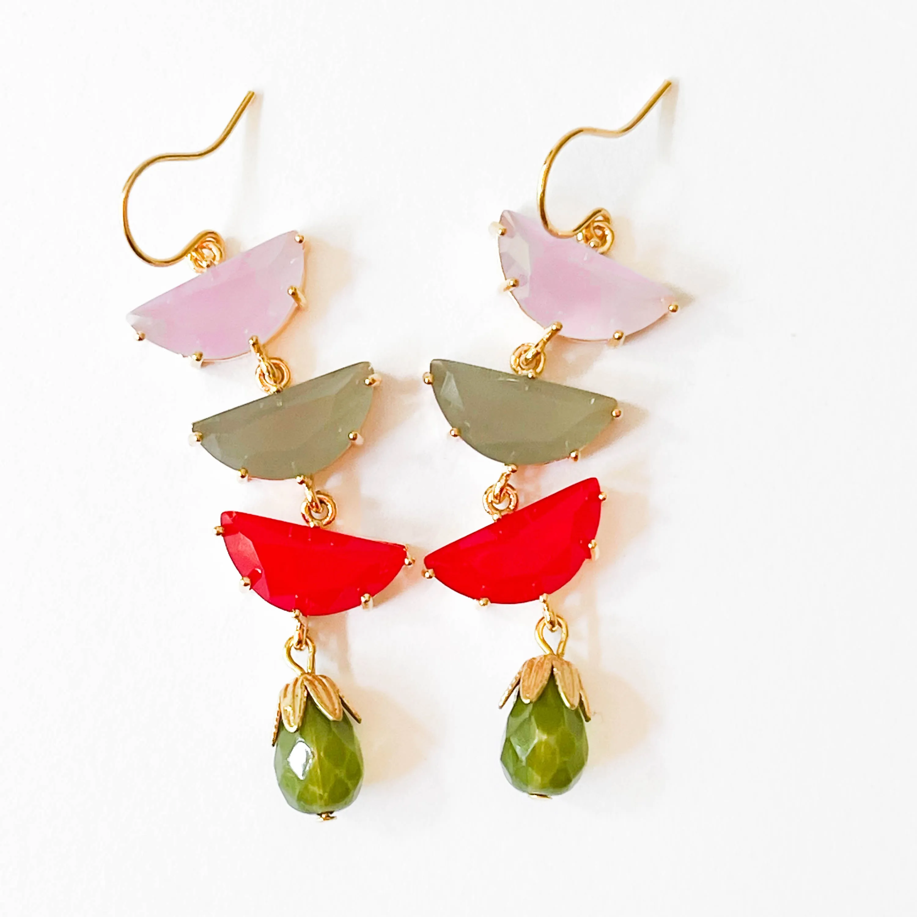 Long Colorful Half Moon Earrings