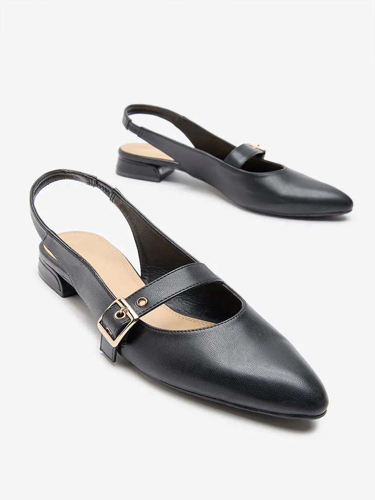 LUNA BLU Black Slingback Shoes