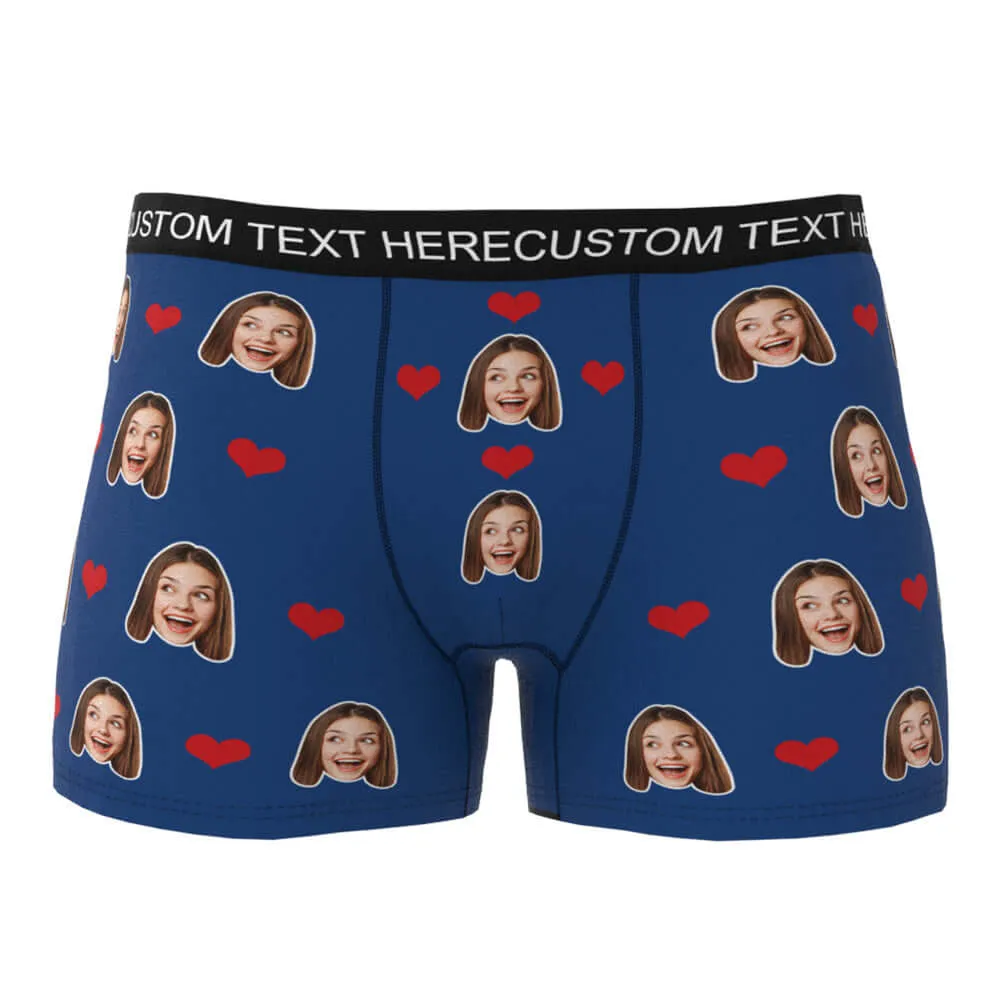 Men's Personalized Custom Photo Heart Face Boxer Briefs