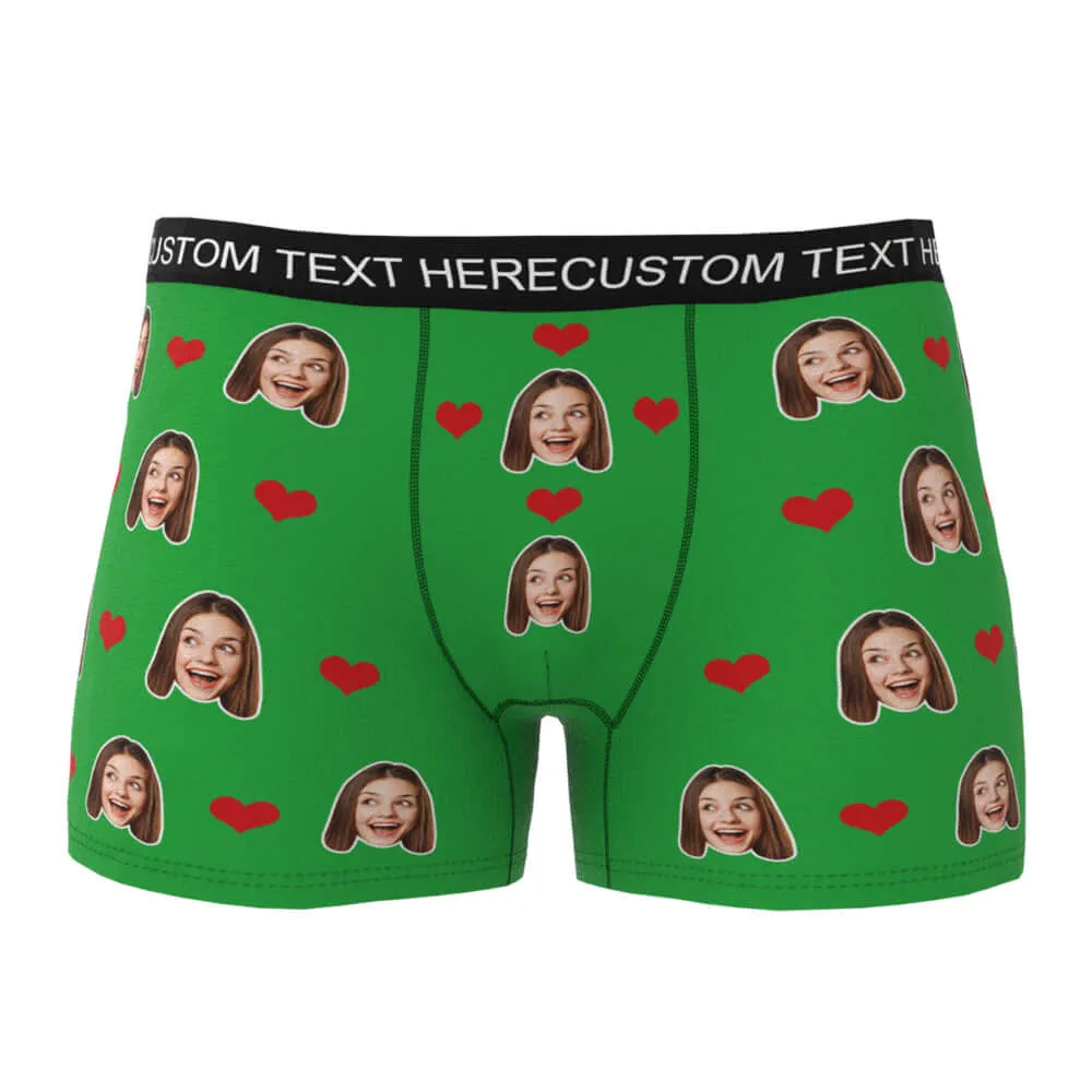 Men's Personalized Custom Photo Heart Face Boxer Briefs