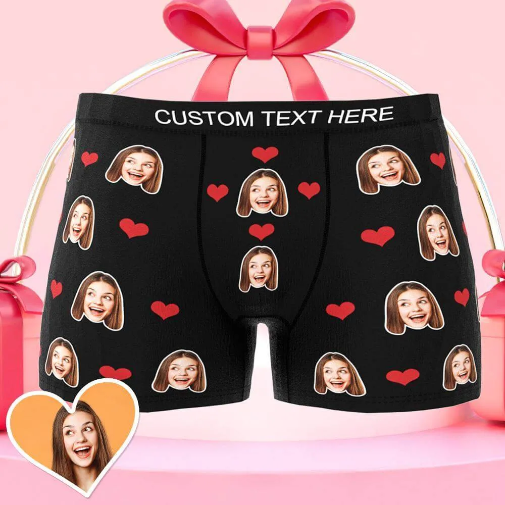 Men's Personalized Custom Photo Heart Face Boxer Briefs