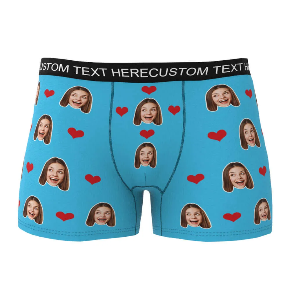 Men's Personalized Custom Photo Heart Face Boxer Briefs